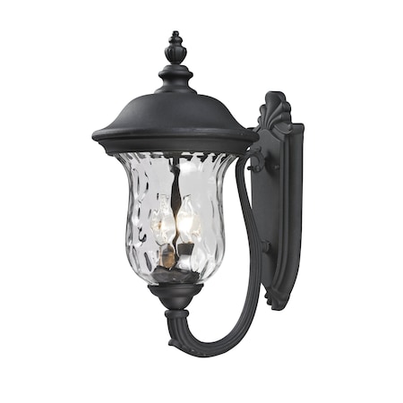 Z-Lite Armstrong Outdoor Wall Light, Black & Clear Waterglass 533M-BK